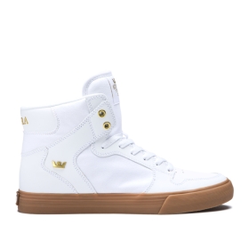 Supra VAIDER Høye Sneakers Dame Hvite/Gull | NO-49351